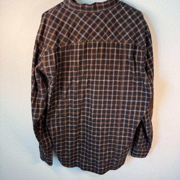 Age of Wisdom Mens Brown Plaid Flannel Long Sleeve Button Vintage Elbow Patch XL - Picture 2 of 8